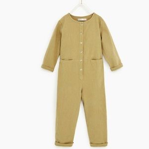 Zara Kids Tan Worker Jumpsuit NWT